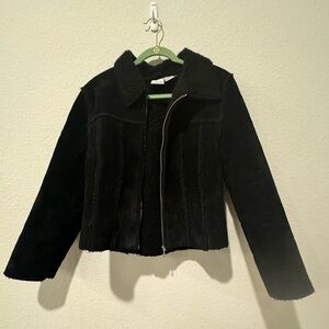 Leather jacket with Sherpa lining